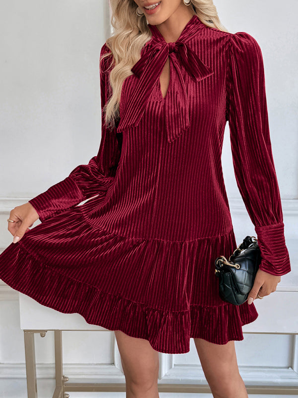 Velvet dress banquet evening elegant short skirt