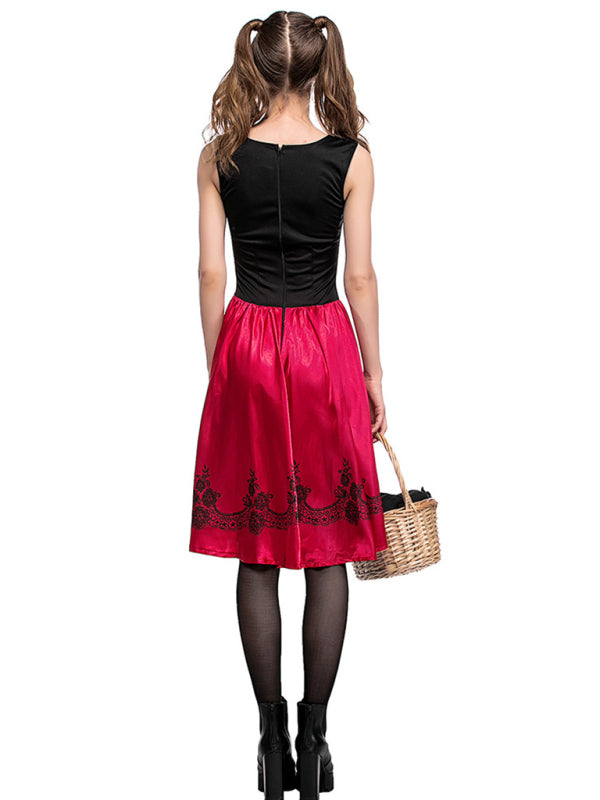 Costume de Petit Chaperon Rouge pour adulte, idéal pour une fête d'Halloween ou un cosplay. 