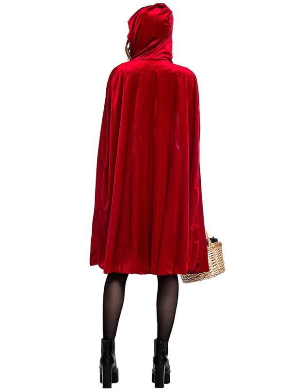 Costume de Petit Chaperon Rouge pour adulte, idéal pour une fête d'Halloween ou un cosplay. 