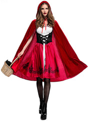 Costume de Petit Chaperon Rouge pour adulte, idéal pour une fête d'Halloween ou un cosplay. 