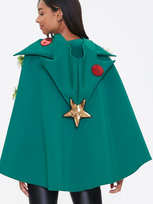 Cape à capuche sapin de Noël pour déguisement de Noël 