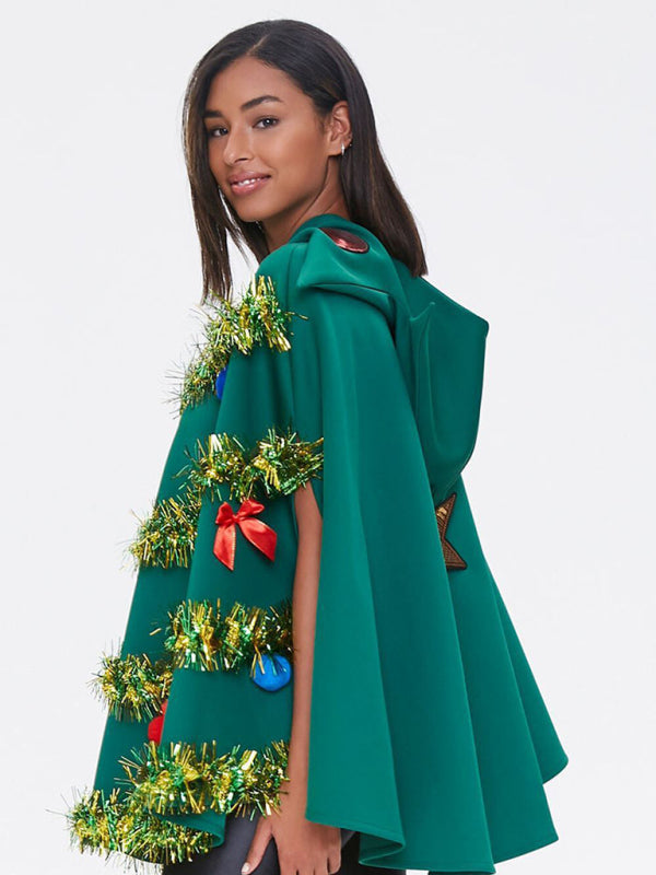 Cape à capuche sapin de Noël pour déguisement de Noël 