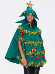 Cape à capuche sapin de Noël pour déguisement de Noël 