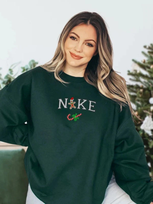 Sweat-shirt imprimé sapin de Noël pour femme 