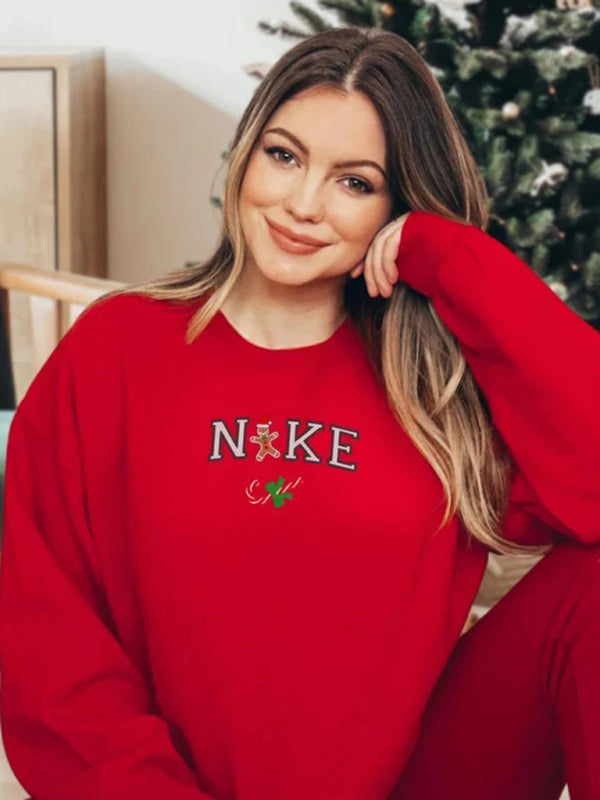 Sweat-shirt imprimé sapin de Noël pour femme 