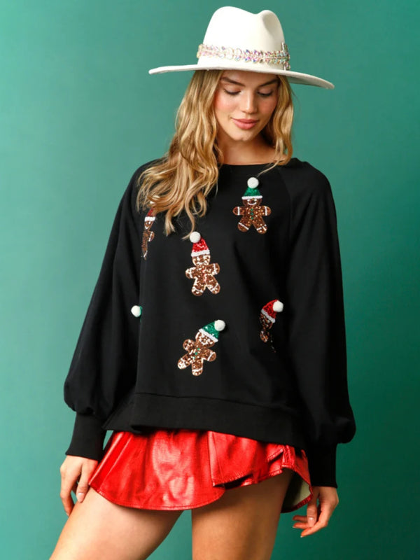 Women’s Holiday Gingerbread Sequin Sweatshirt