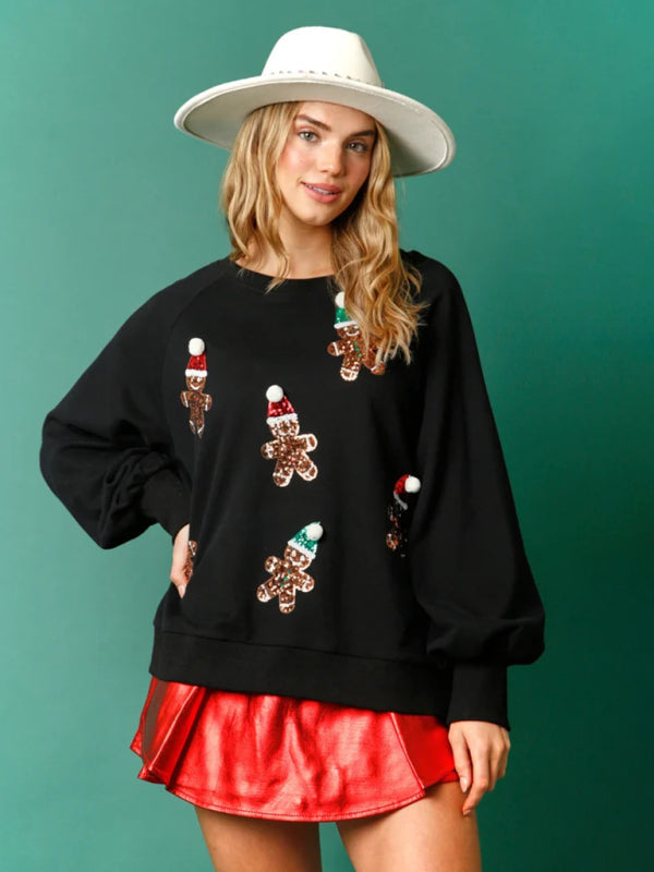 Women’s Holiday Gingerbread Sequin Sweatshirt