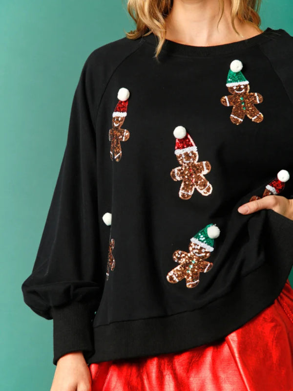 Women’s Holiday Gingerbread Sequin Sweatshirt