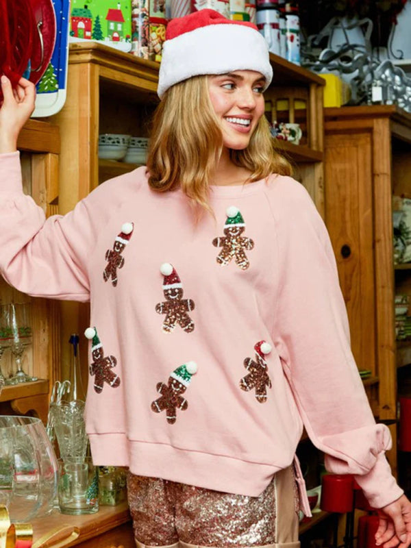 Women’s Holiday Gingerbread Sequin Sweatshirt