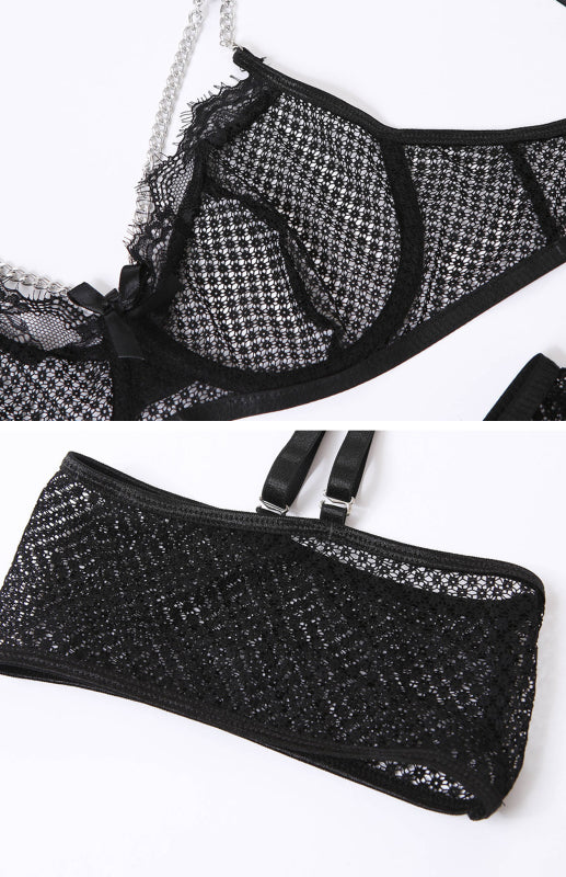 Sexy Dessous-Set aus Spitze und Mesh 