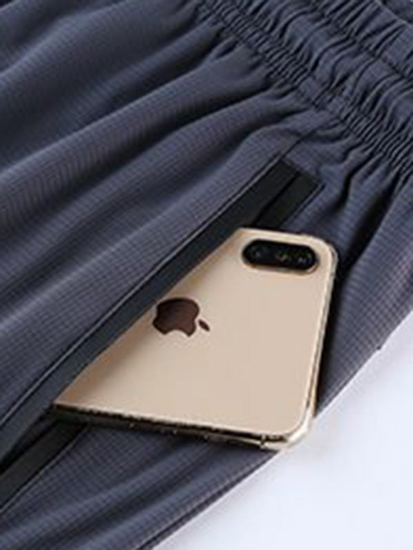 Atmungsaktive, locker sitzende, schnelltrocknende Trainingsshorts mit Reißverschluss für Herren 