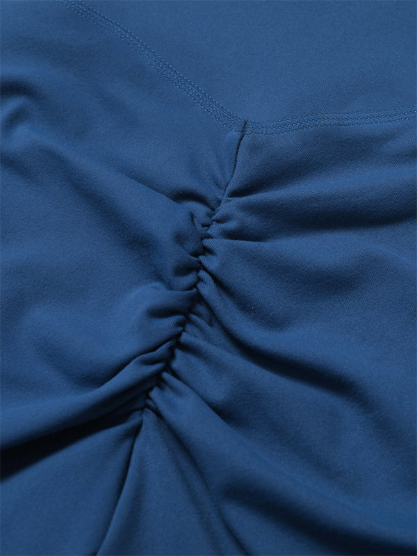 Leggings mit überkreuztem Bund und Hüfttasche für Damen, Sportshorts 