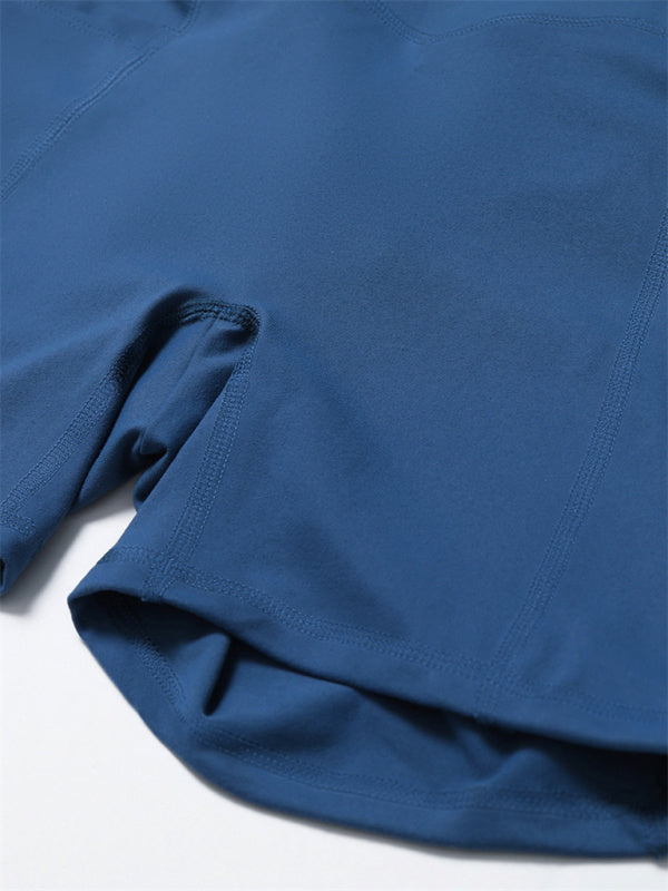 Leggings mit überkreuztem Bund und Hüfttasche für Damen, Sportshorts 