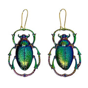 IRIDESCENT BEETLE EARRINGS: JEWEL BEETLE IRIDESCENT BEETLE EARRINGS