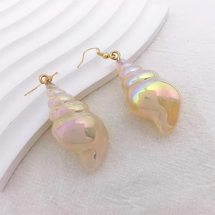 IRIDESCENT SEASHELL EARRINGS COASTAL JEWELRY