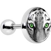16G 1/4 Black White Tiger Eyes Tragus Cartilage Earring