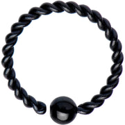 16G 3/8" Black IP So Twisted Captive Style Seamless Ring