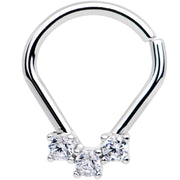 16G 5/16 Clear CZ Gem Clustered Trio Ellipse Seamless Ring