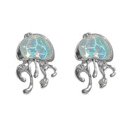 JELLYFISH EARRINGS GLOSSY BLUE DOME OCEAN DROPS