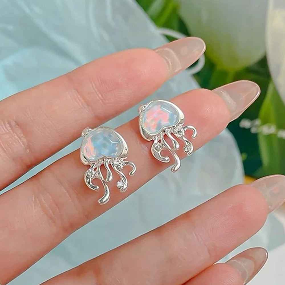 JELLYFISH EARRINGS GLOSSY BLUE DOME OCEAN DROPS