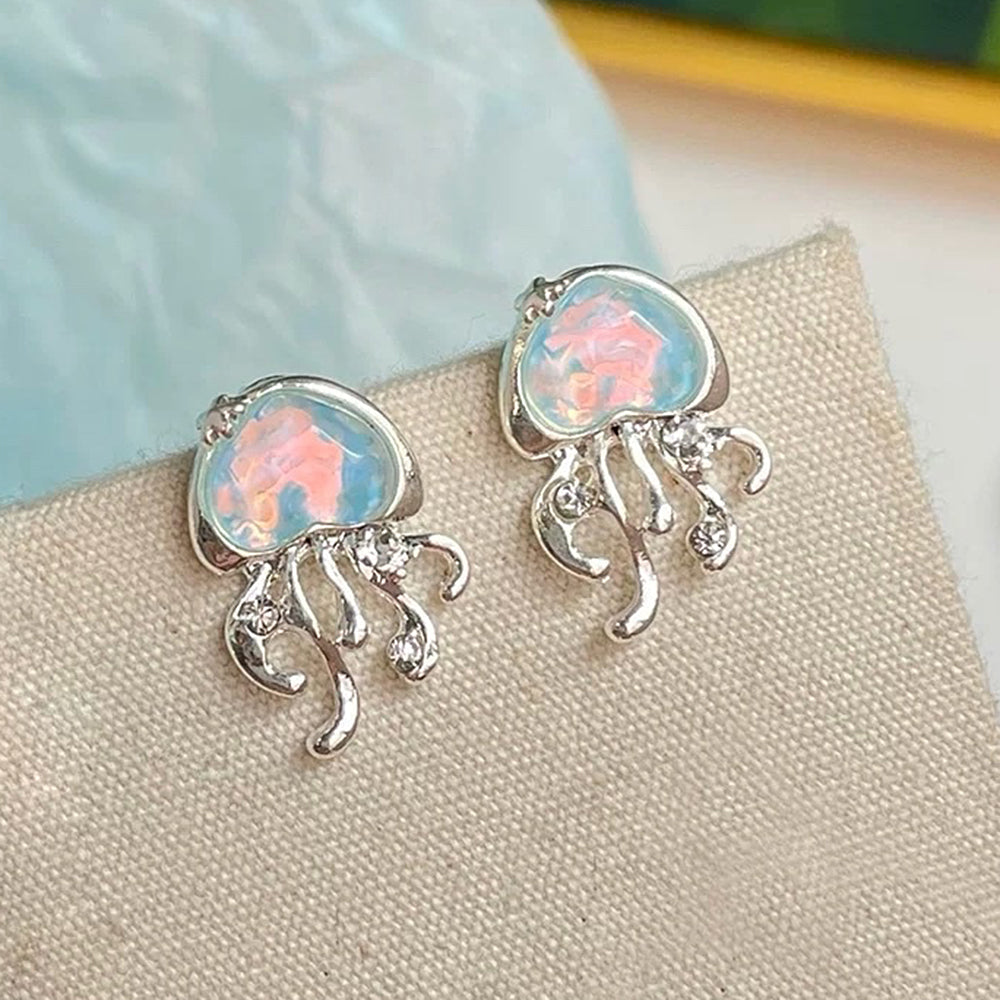 JELLYFISH EARRINGS GLOSSY BLUE DOME OCEAN DROPS