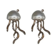 JELLYFISH STUD EARRINGS ZINC ALLOY AQUA JEWELS