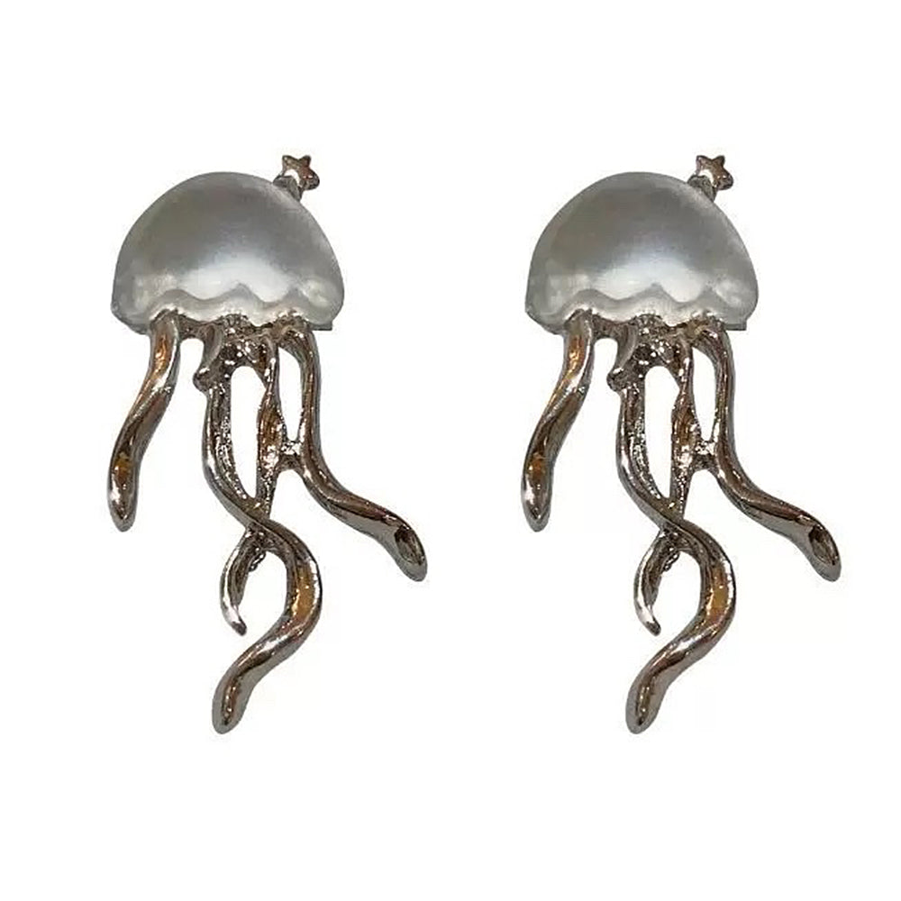 JELLYFISH STUD EARRINGS ZINC ALLOY AQUA JEWELS