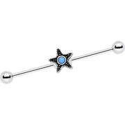 14G Southwestern Blue Orb Starfish Industrial Barbell 1 1/2