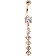 Clear Gem Rose Gold Anodized Square Coil Dangle Belly Ring
