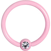 16G 5/16 Clear Gem Light Pink Acrylic Over Steel Captive Ring