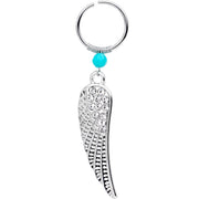 16G 1/4 Clear Gem Feathered Wing Dangle Circular Hoop