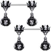 Inner Strength Buddha and Lotus Flower Barbell Dangle Nipple Ring Set