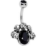 Black Gem Skulls on Skulls Halloween Belly Ring