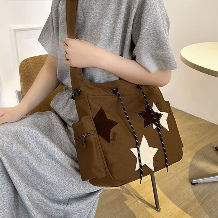 KHAKI STAR SHOULDER BAG STAR AESTHETIC CROSSBODY BAG