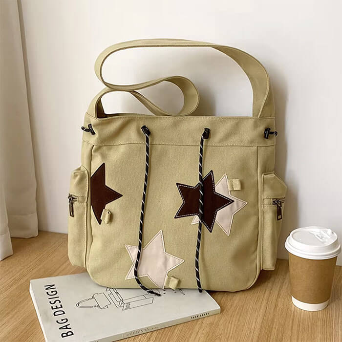 KHAKI STAR SHOULDER BAG STAR AESTHETIC CROSSBODY BAG