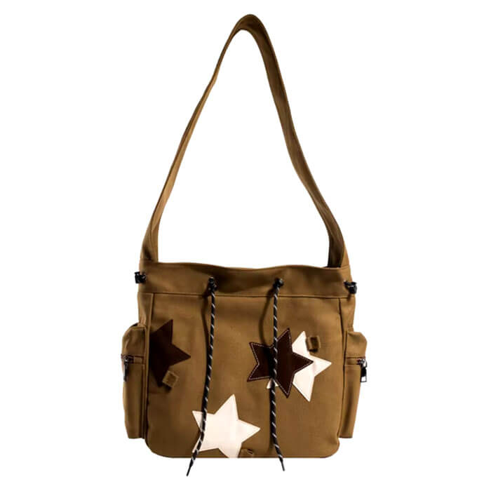 KHAKI STAR SHOULDER BAG STAR AESTHETIC CROSSBODY BAG