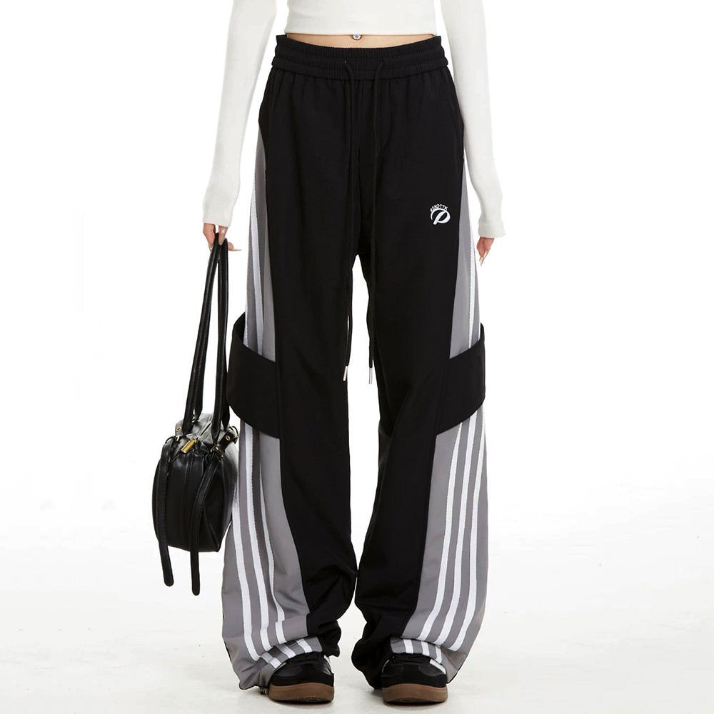 KHAKI STRIPE CARGO PANTS URBAN FASHION CARGO POCKETS