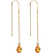 Orange Gem 14K Gold Threader Earrings Created with Swarovksi Crystals