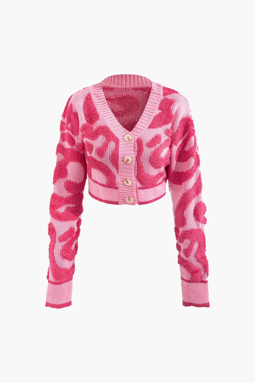 KNIT CARDIGAN - PINK AND FUCHSIA CLASSIC MULTICOLOR COLORBLOCK DESIGN