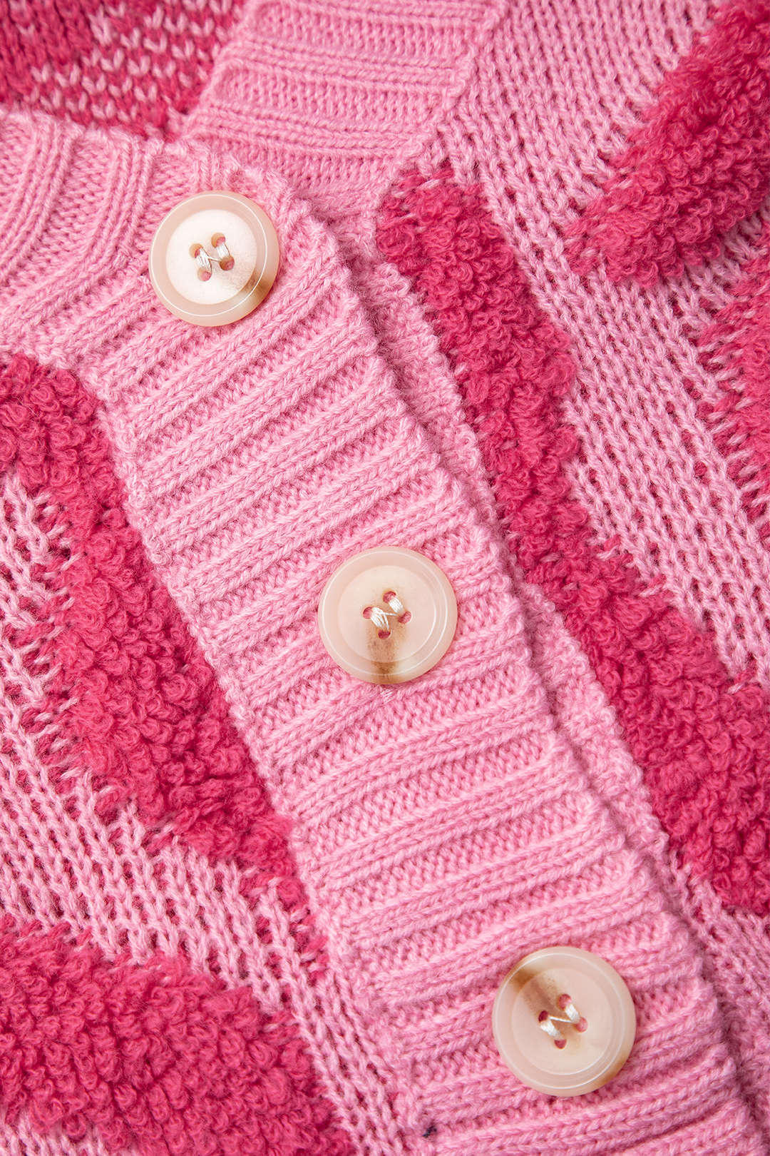 KNIT CARDIGAN - PINK AND FUCHSIA CLASSIC MULTICOLOR COLORBLOCK DESIGN