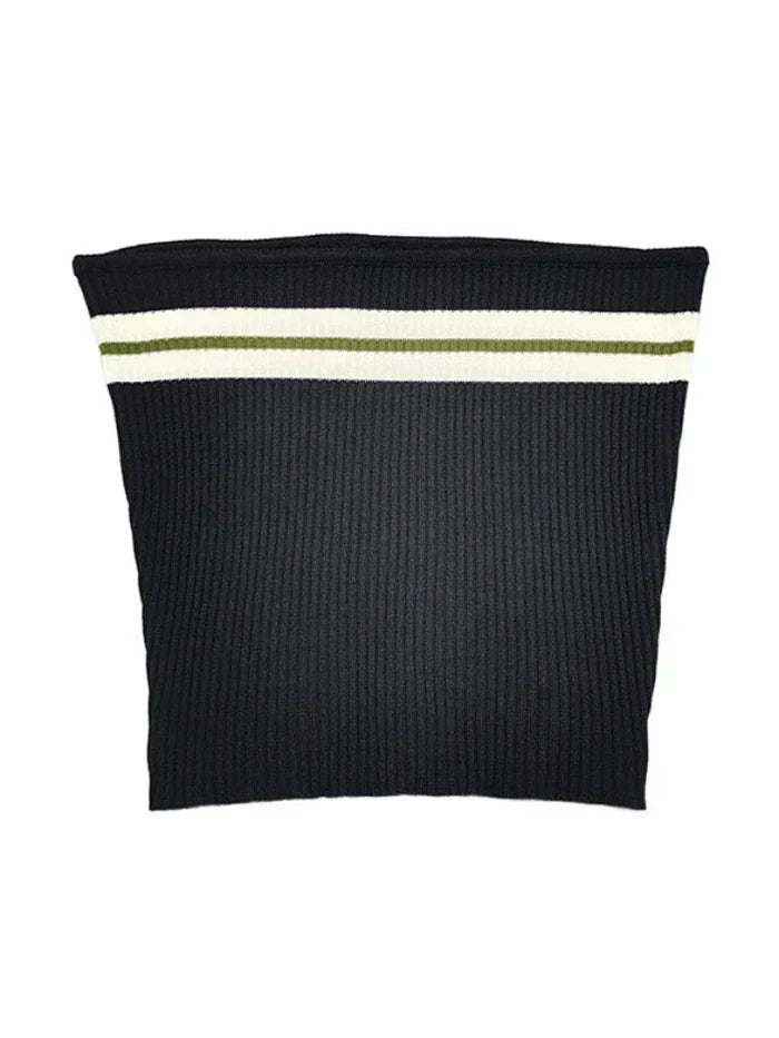KNIT STRIPED BANDEAU TUBE TOP WITH STRIPES DESIGN