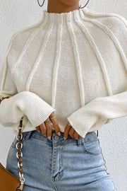 KNIT SWEATER CREAM COLOR STRUCTURED BATWING ICONIC 2000S-INSPIRED SWEATER