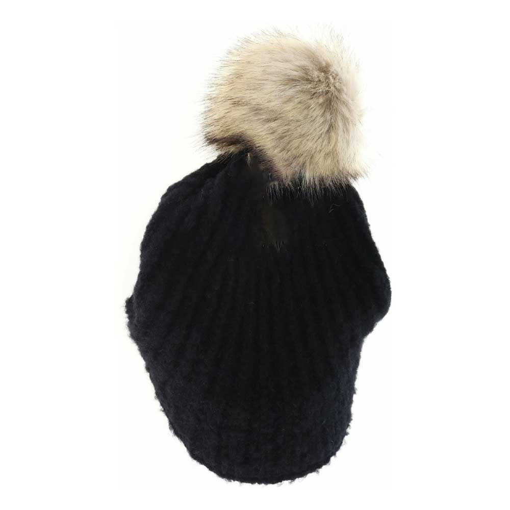 Knitted Brim C.C Beanie with Pom