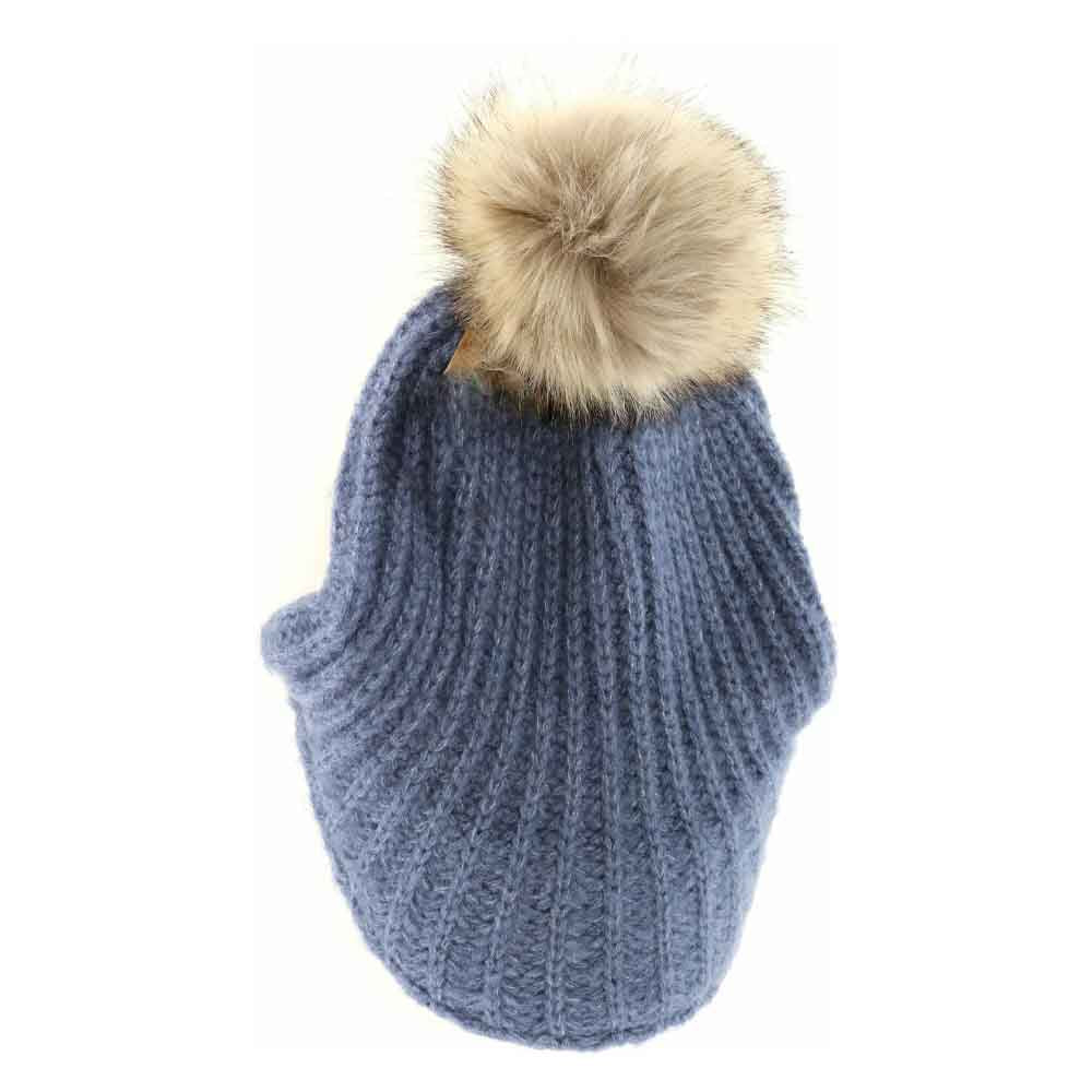 Knitted Brim C.C Beanie with Pom