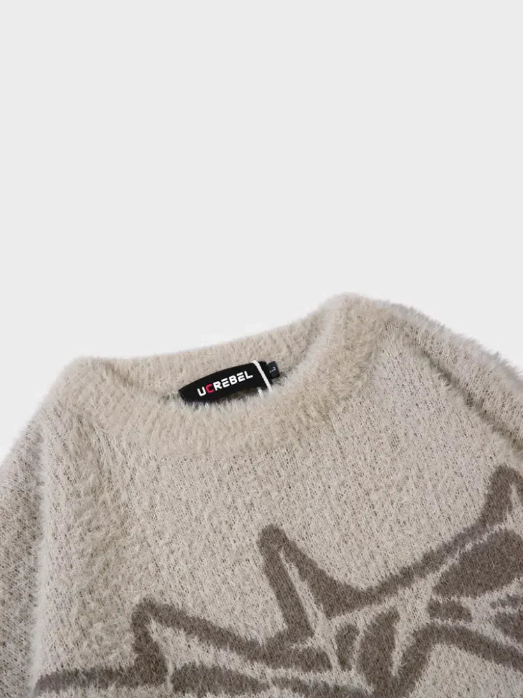 KNITTED WOOL DCRB SWEATER WITH STAR DESIGN