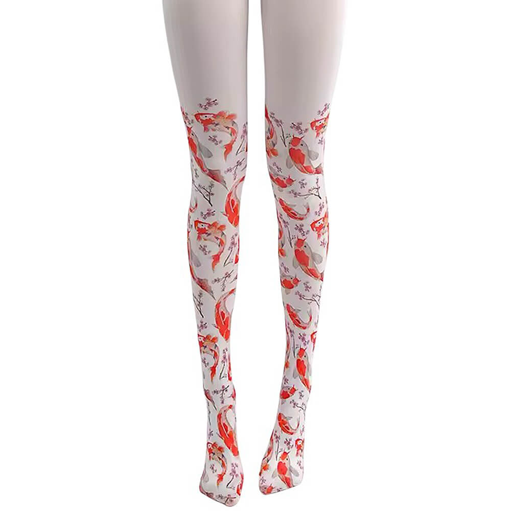 KOI FISH PRINT TIGHTS LIGHTWEIGHT NYLON HOSIERY