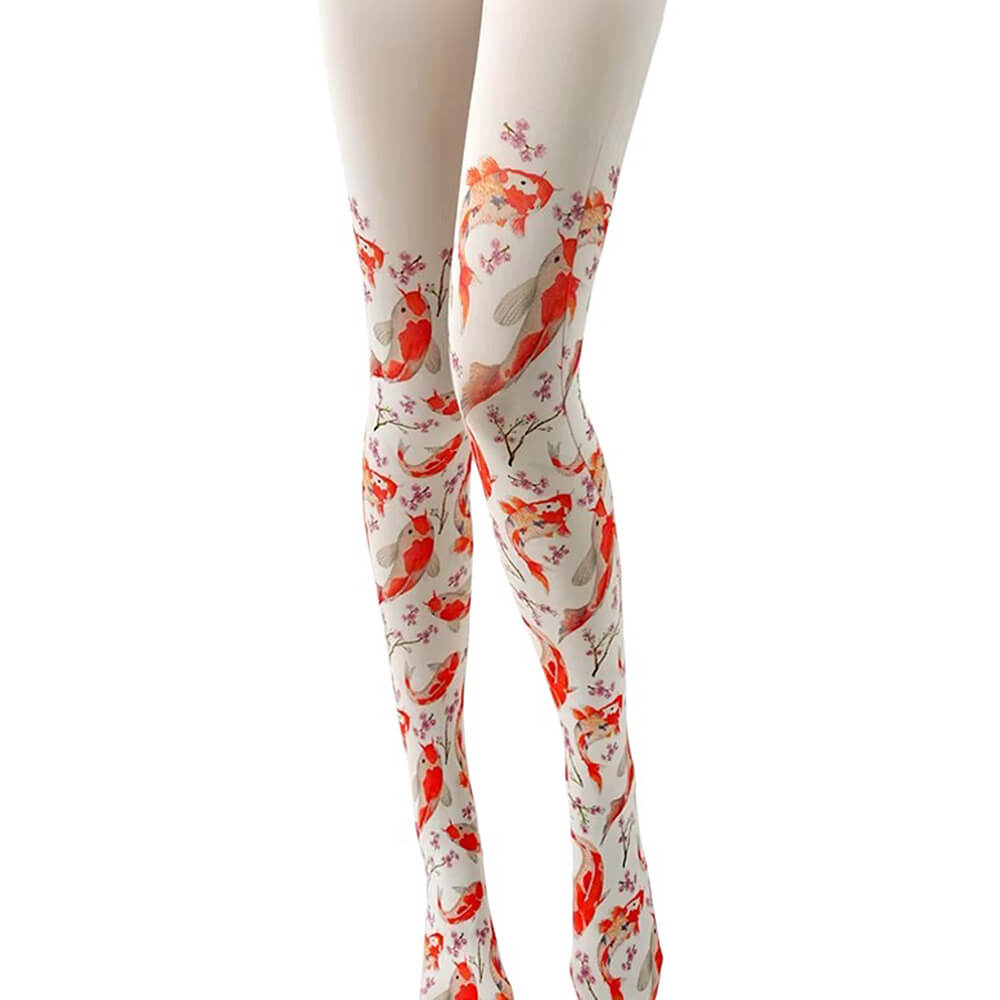 KOI FISH PRINT TIGHTS LIGHTWEIGHT NYLON HOSIERY