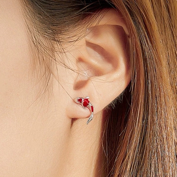 KOI FISH STUD EARRINGS HIGH-QUALITY ZINC ALLOY