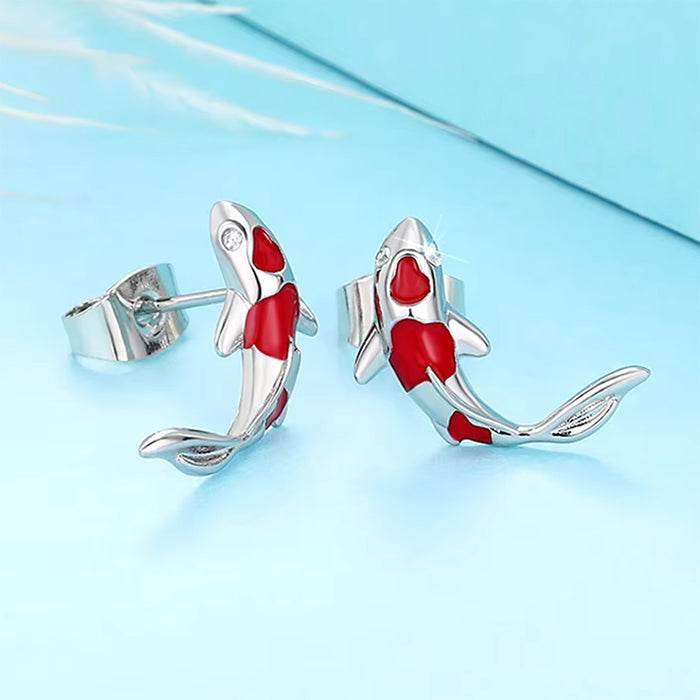 KOI FISH STUD EARRINGS HIGH-QUALITY ZINC ALLOY