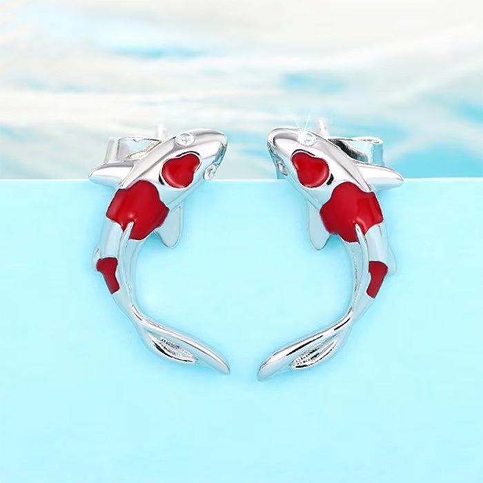 KOI FISH STUD EARRINGS HIGH-QUALITY ZINC ALLOY